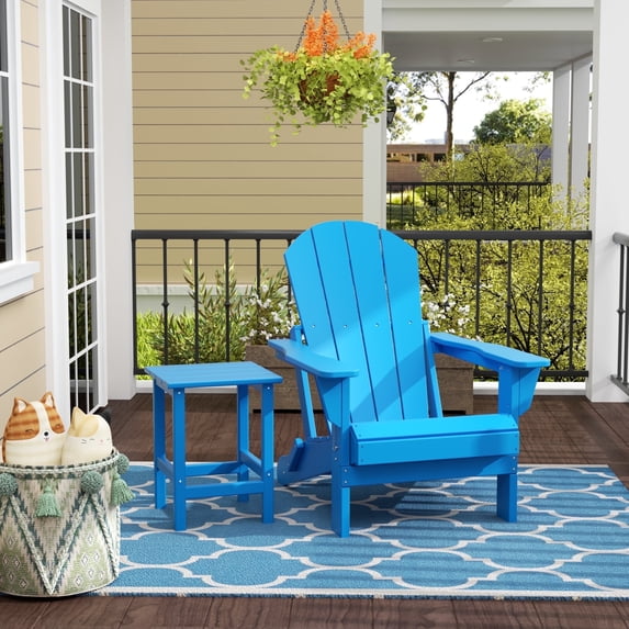 WestinTrends Malibu 2-PC Outdoor Patio Plastic Adirondack chair set with side table, Pacific Blue