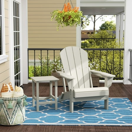 WestinTrends Malibu 2-PC Outdoor Patio Plastic Adirondack chair set with side table, Sand