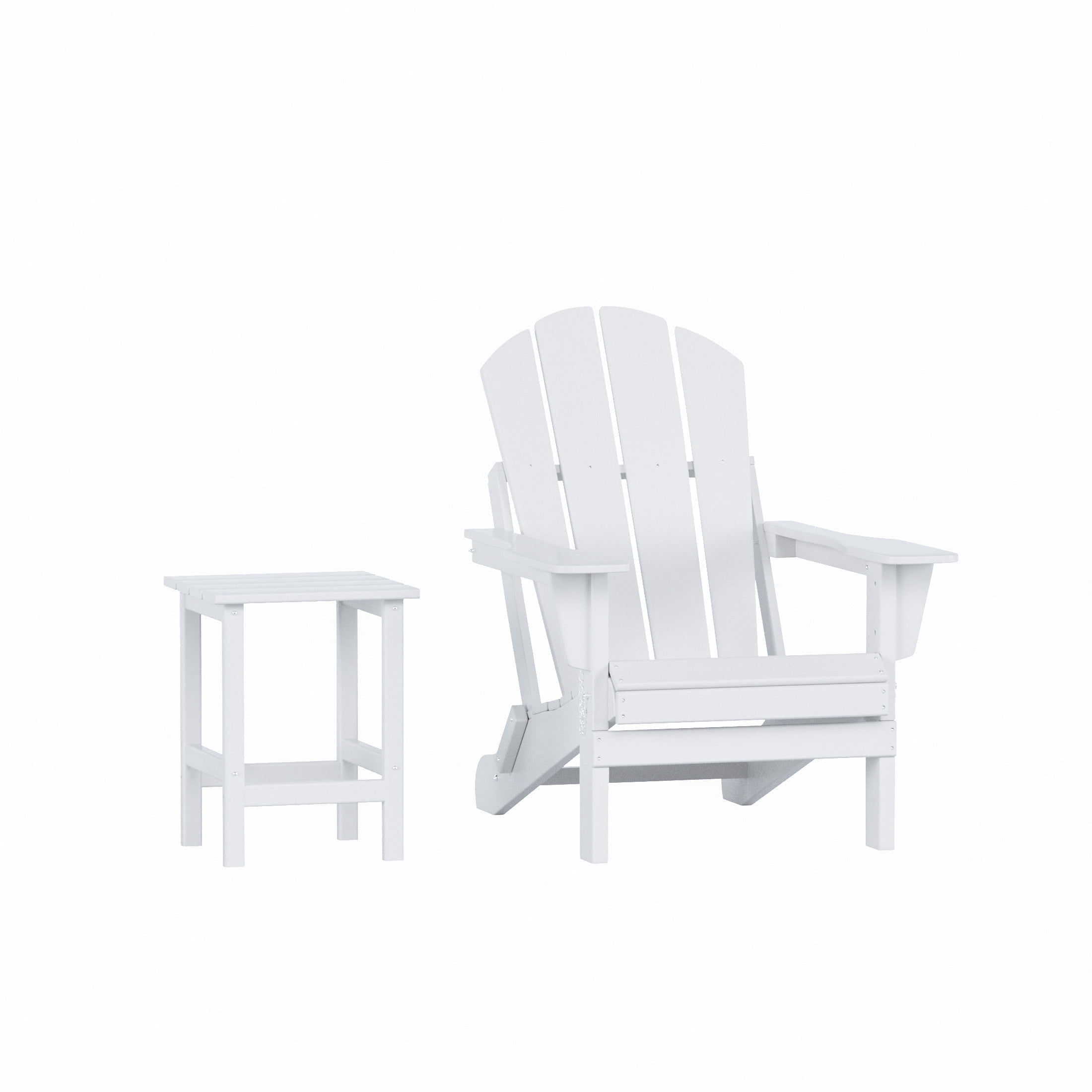 WestinTrends Malibu 2-PC Outdoor Patio Plastic Adirondack chair set with side table, White