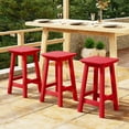 thumbnail image 1 of WestinTrends Malibu 24" HDPE Outdoor Patio Counter High Backless Square Bar Stools Set of Three, Red, 1 of 8