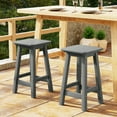 thumbnail image 1 of WestinTrends Malibu 24" HDPE Outdoor Patio Counter High Backless Square Bar Stools Set of Two, Gray, 1 of 8