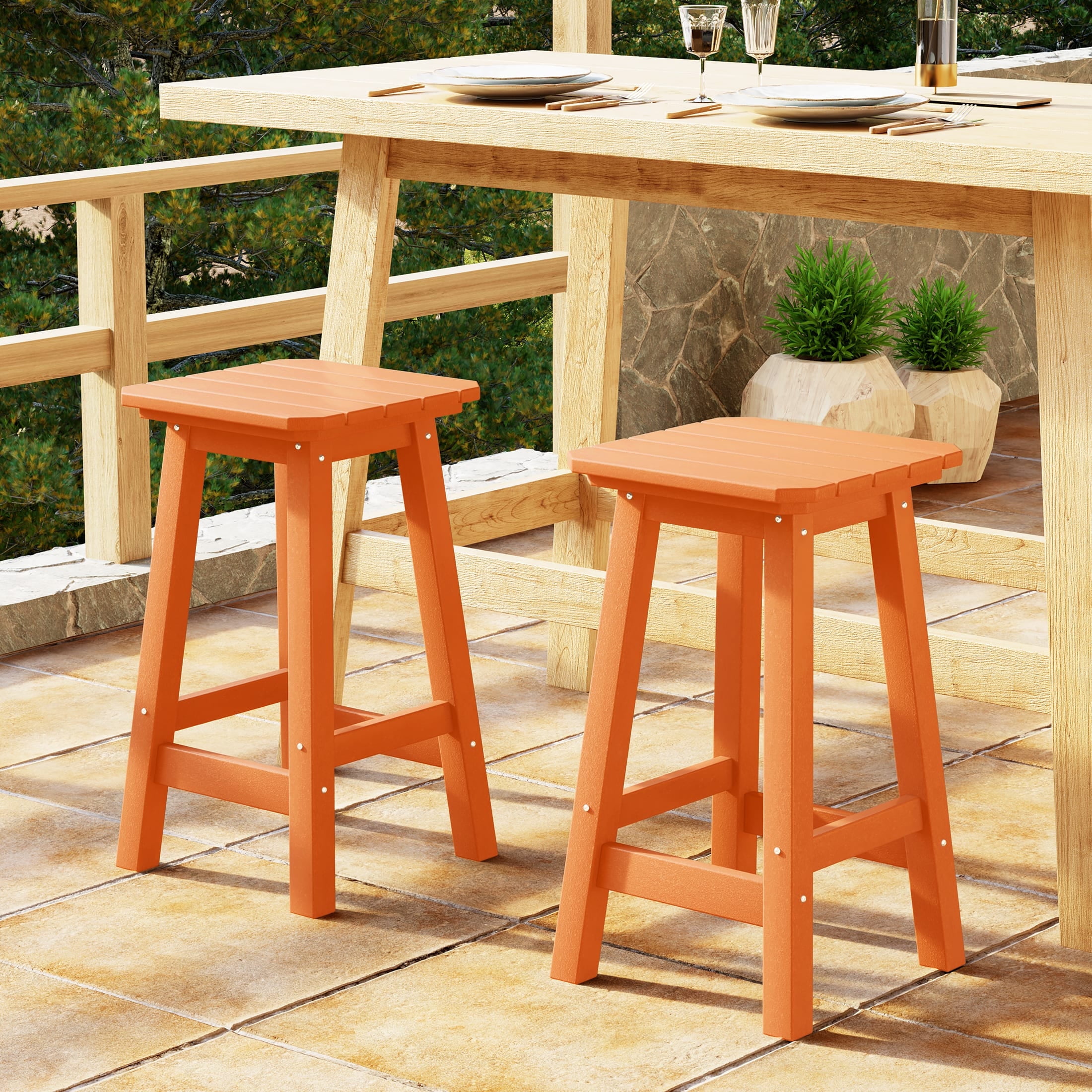 Orange outdoor bar stools sale