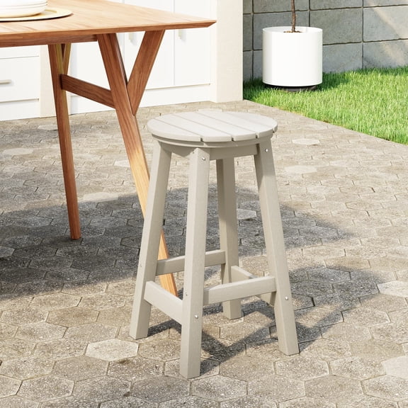 WestinTrends Malibu 24" HDPE Outdoor Patio Round Counter Height Bar Stool, Sand