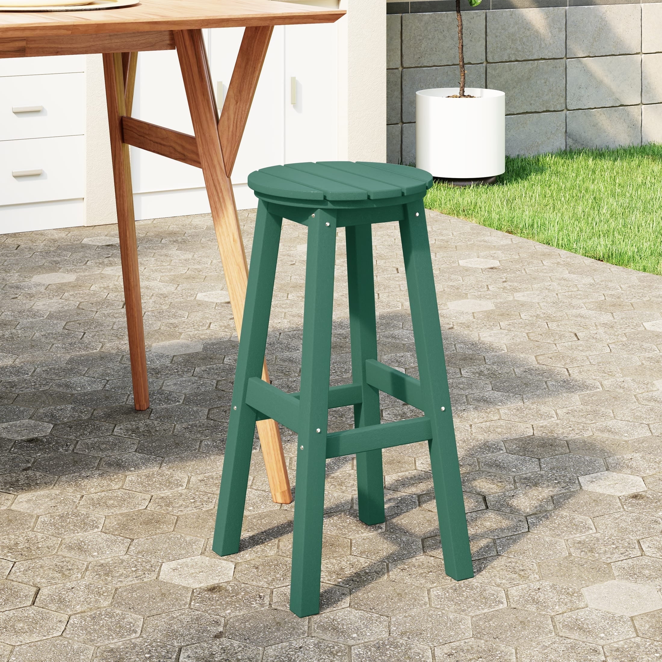 WestinTrends Malibu 29 HDPE Outdoor Patio Round Bar Stool Dark Green Walmart
