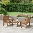 thumbnail image 1 of WestinTrends Malibu 3-Piece HDPE Outdoor Patio Furniture Couch and Coffee Table Set, Teak, 1 of 14