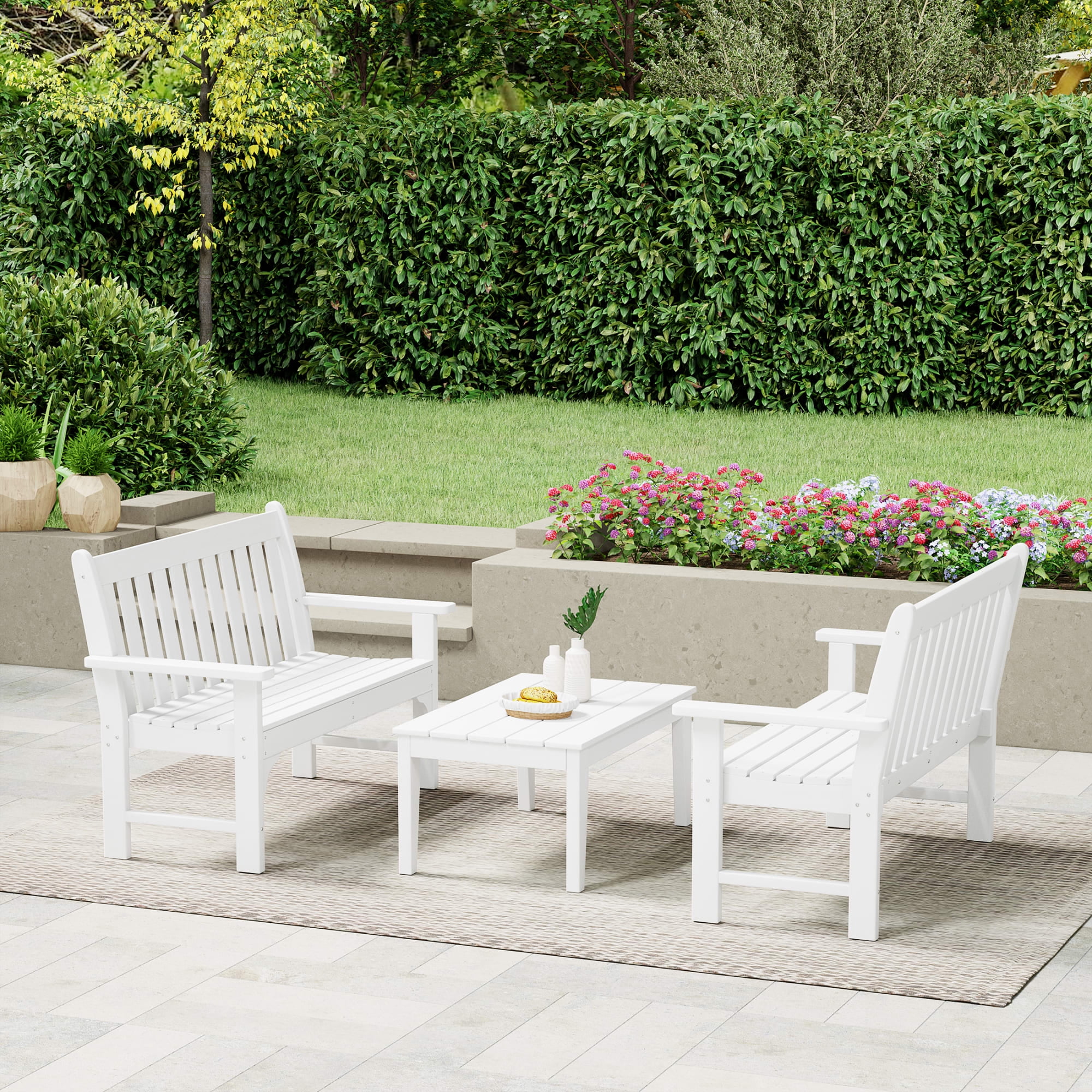WestinTrends Malibu 3-Piece HDPE Outdoor Patio Furniture Couch and ...