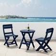 thumbnail image 1 of WestinTrends Malibu 3-Piece Outdoor HDPE Folding Patio Bistro Table and Chairs, Navy Blue, 1 of 14