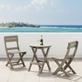 thumbnail image 1 of WestinTrends Malibu 3-Piece Outdoor HDPE Folding Patio Bistro Table and Chairs, Weathered Wood, 1 of 14