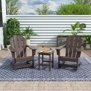 WestinTrends Malibu 3 Piece Outdoor Rocking Chair Set, All Weather Poly Lumber Porch Patio Adirondack Rocking Chair Set of 2 with Side Table, Dark Brown, 2 person, Polyethylene, Plastic