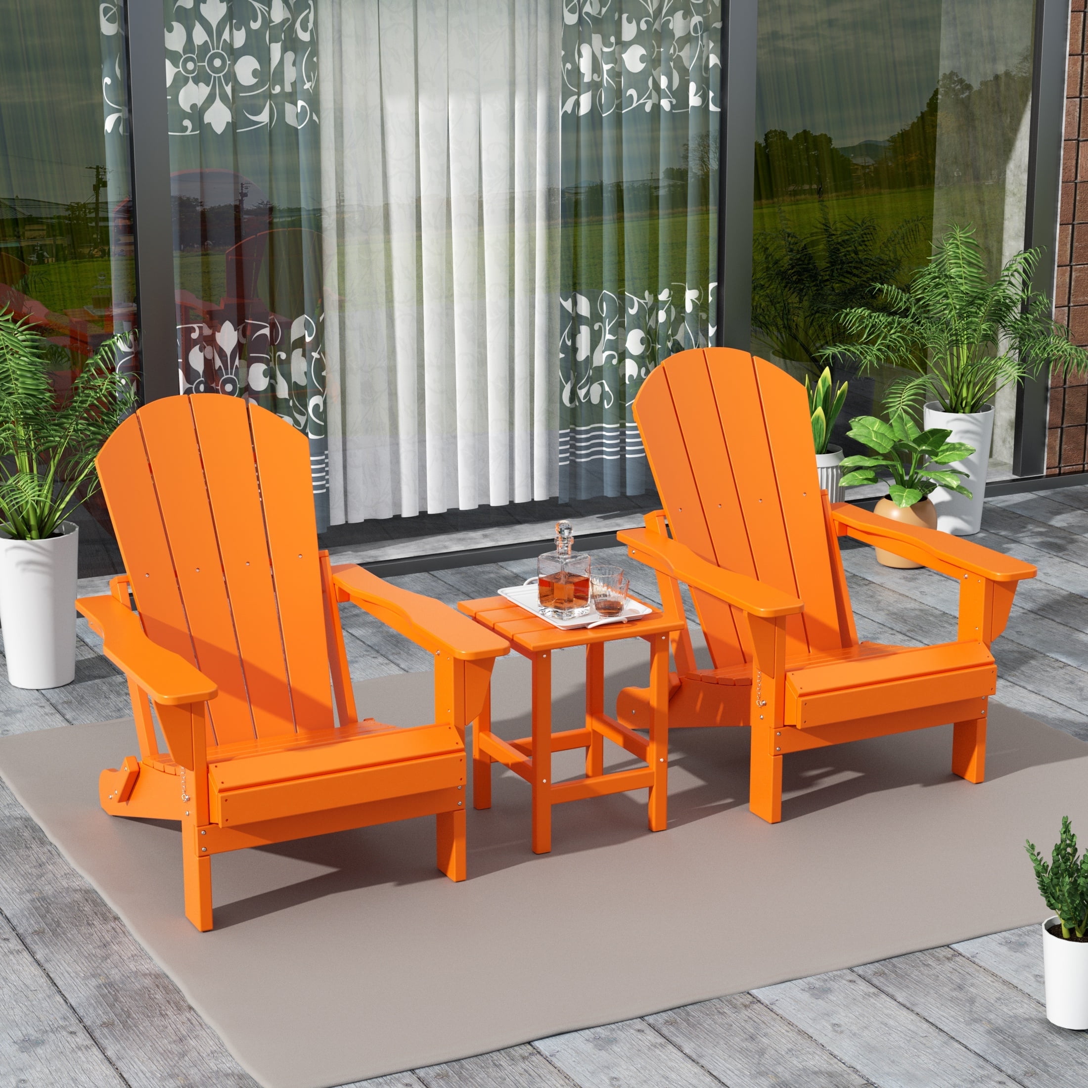 WestinTrends Malibu 3-Pieces Adirondack Chairs Set with Side Table, All ...