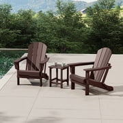 WestinTrends Malibu 3-Pieces Adirondack Chairs Set with Side Table, All Weather Outdoor Seating Plastic Patio Lawn Chair Folding for Outside Porch Deck Backyard