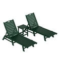 thumbnail image 1 of WestinTrends Malibu 3 Pieces Chaise Lounge Set with Side Table, All Weather Poly Lumber Outdoor Lounge Chairs Set of 2 and End Table, Dark Green, 1 of 9