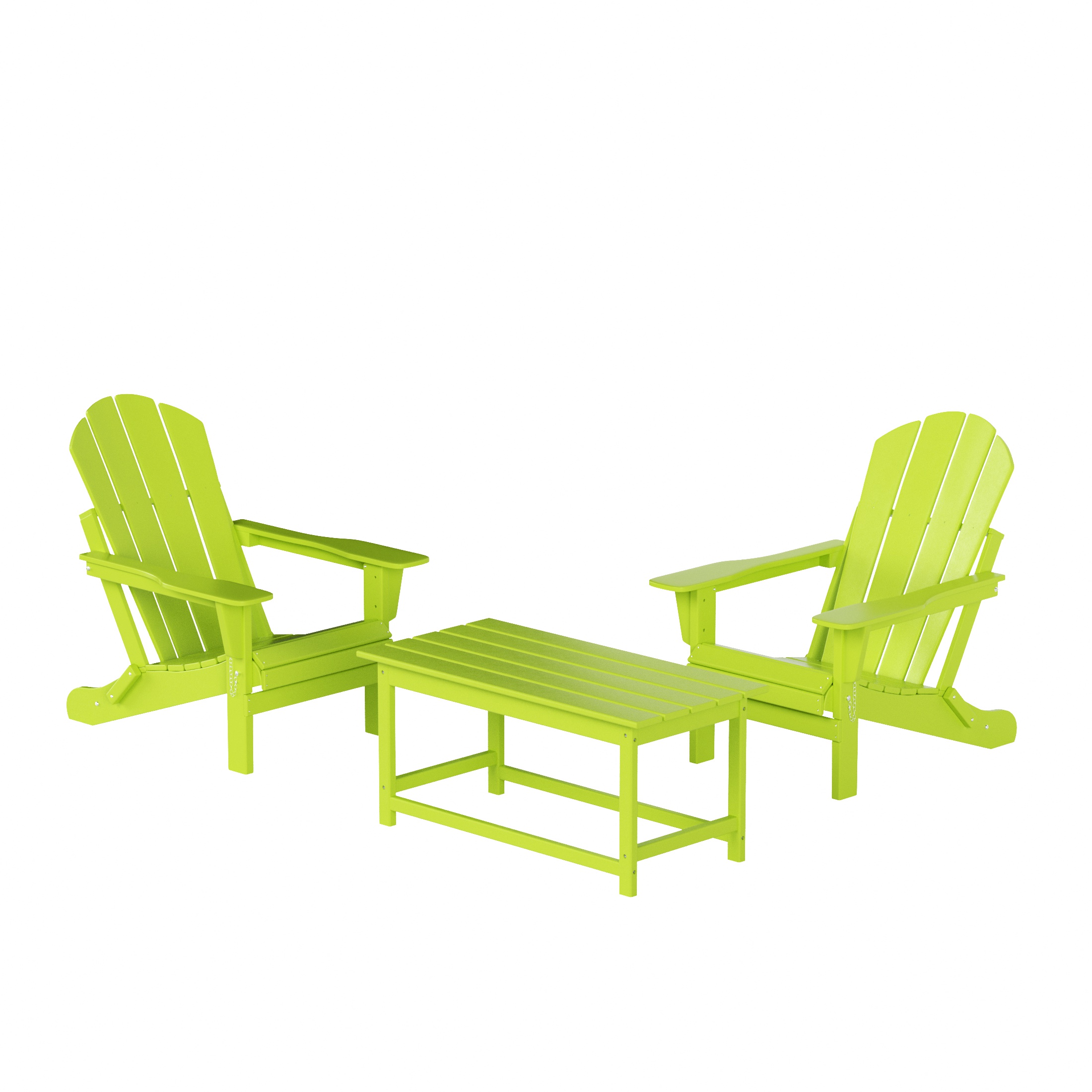 WestinTrends Malibu 3-Pieces Outdoor Patio Furniture Set, All Weather Outdoor Seating Plastic Adirondack Chair Set of 2 with Coffee Table for Porch Lawn Backyard, Lime - image 1 of 7