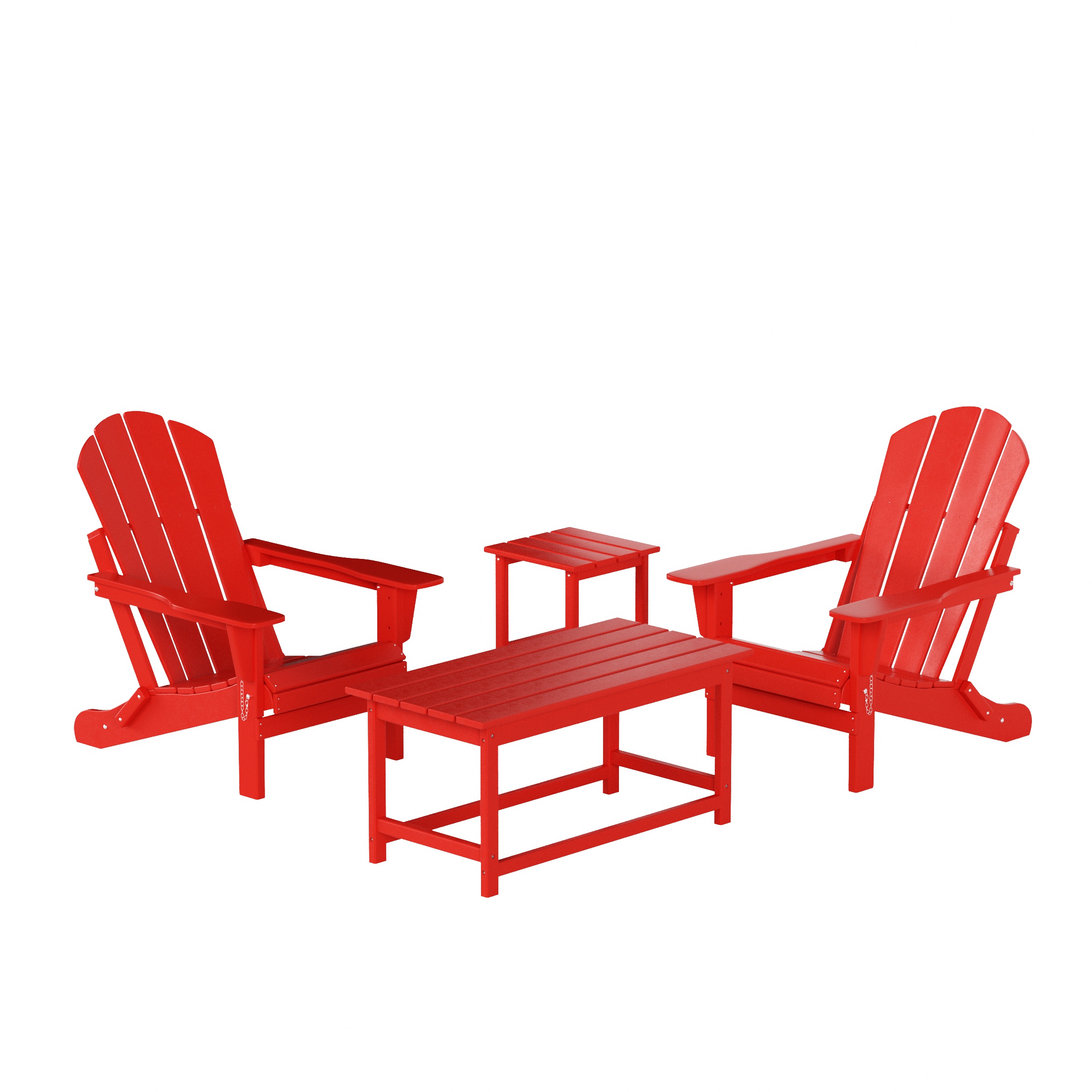 WestinTrends Malibu 4-Pieces Outdoor Patio Furniture Set, All Weather Outdoor Seating Plastic Adirondack Chair Set of 2 with Coffee Table and Side Table, Red - image 1 of 7