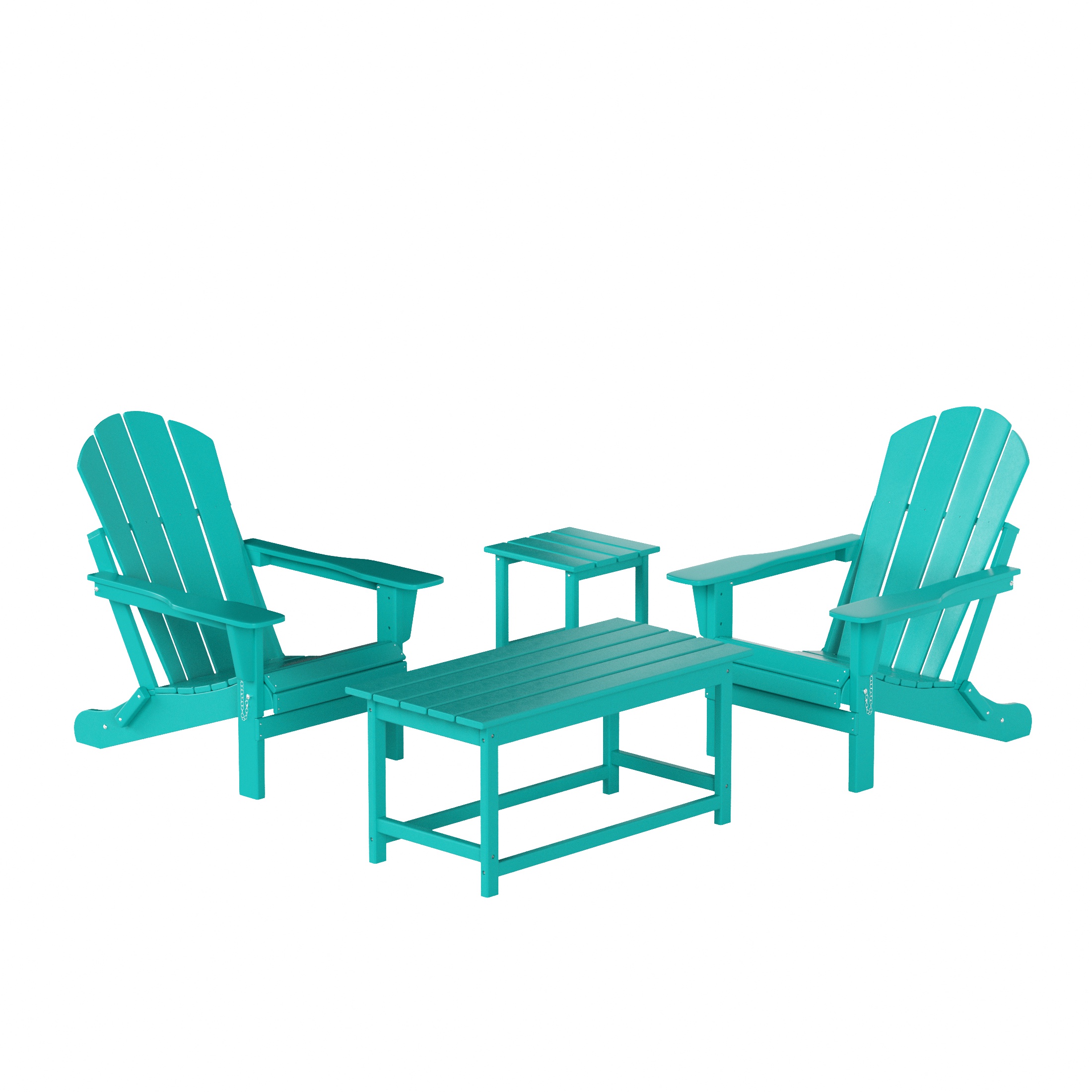 WestinTrends Malibu 4-Pieces Outdoor Patio Furniture Set, All Weather Outdoor Seating Plastic Adirondack Chair Set of 2 with Coffee Table and Side Table, Turquoise - image 1 of 7