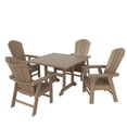 thumbnail image 1 of WestinTrends Malibu 5 Piece Adirondack Outdoor Dining Set, All Weather Poly Lumber Patio Table and Chairs Furniture Set, 43" Trestle Square Dining Table and 4 Adirondack Dining Chair, Weathered Wood, 1 of 8