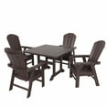 thumbnail image 1 of WestinTrends Malibu 5 Piece Adirondack Outdoor Dining Set, All Weather Poly Lumber Patio Table and Chairs Furniture Set, 43" Trestle Square Dining Table and 4 Adirondack Dining Chair, Dark Brown, 1 of 8