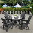 thumbnail image 1 of WestinTrends Malibu 5 Piece Outdoor Patio Dining Round Table and Curved Back Armchair Set, Gray, 1 of 12