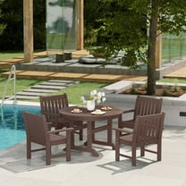 WestinTrends Malibu 5-Piece HDPE Outdoor Patio Chair and Round Table Dining Set, Dark Brown