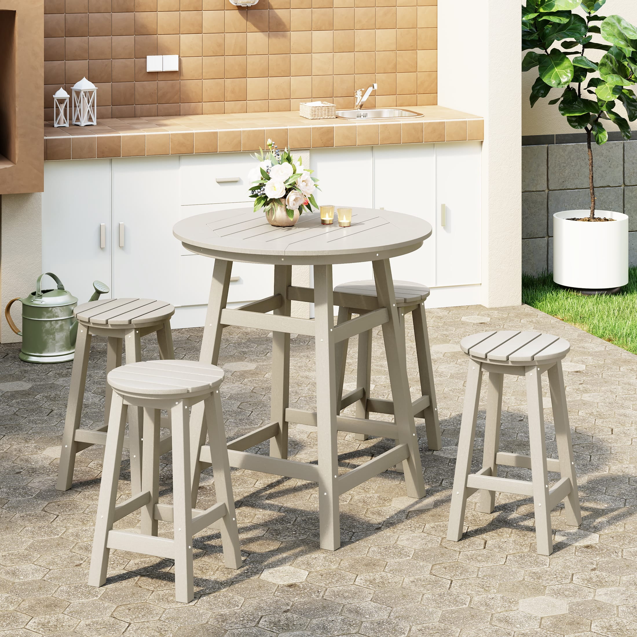 All-Weather Poly Lumber White) Small Outdoor Table