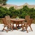 thumbnail image 1 of WestinTrends Malibu 5-Piece HDPE Round Patio Dining Table Set with Foldable Chairs, Teak, 1 of 15