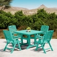 thumbnail image 1 of WestinTrends Malibu 5-Piece HDPE Square Patio Dining Table Set with Foldable Chairs, Turquoise, 1 of 14