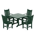 thumbnail image 1 of WestinTrends Malibu 5 Piece Outdoor Dining Set, All Weather Poly Lumber Patio Table and Chairs Furniture Set, 43" Square Dining Table with Umbrella Hole and 4 Arm Chairs, Dark Green, 1 of 8