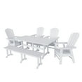 thumbnail image 1 of WestinTrends Malibu 6 Piece Adirondack Patio Dining Set with Bench, All Weather Poly Lumber Outdoor Table and Chairs, 71" Trestle Dining Table, 4 Adirondack Chair with Dining Bench, White, 1 of 9