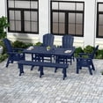 thumbnail image 1 of WestinTrends Malibu 6 Piece Adirondack Patio Dining Set with Bench, All Weather Poly Lumber Outdoor Table and Chairs, 71" Trestle Dining Table, 4 Adirondack Chair with Dining Bench, Navy Blue, 1 of 9