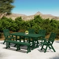 thumbnail image 1 of WestinTrends Malibu 6-Piece HDPE Rectangular Patio Dining Table Set with Foldable Chairs and Patio Bench, Dark Green, 1 of 15