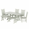 thumbnail image 1 of WestinTrends Malibu 6 Piece Outdoor Dining Set with Bench, All Weather Poly Lumber Patio Table and Chairs Set, 71" Trestle Dining Table with Umbrella Hole, 5 Patio Chairs with Bench, Sand, 1 of 8