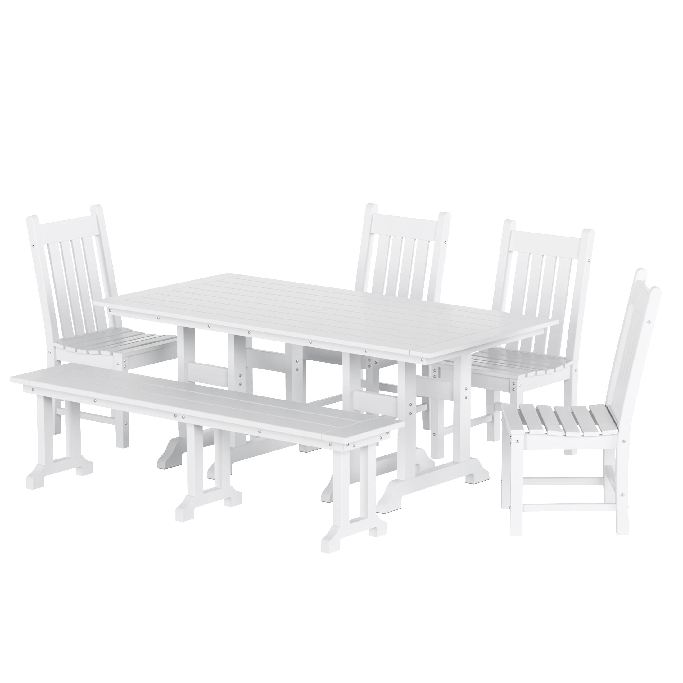 WestinTrends Malibu 6 Piece Outdoor Dining Set with Bench, All Weather