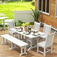 thumbnail image 1 of WestinTrends Malibu 6-Piece Outdoor Patio Dining Set Outdoor Table and Bench Chair Set, White, 1 of 6