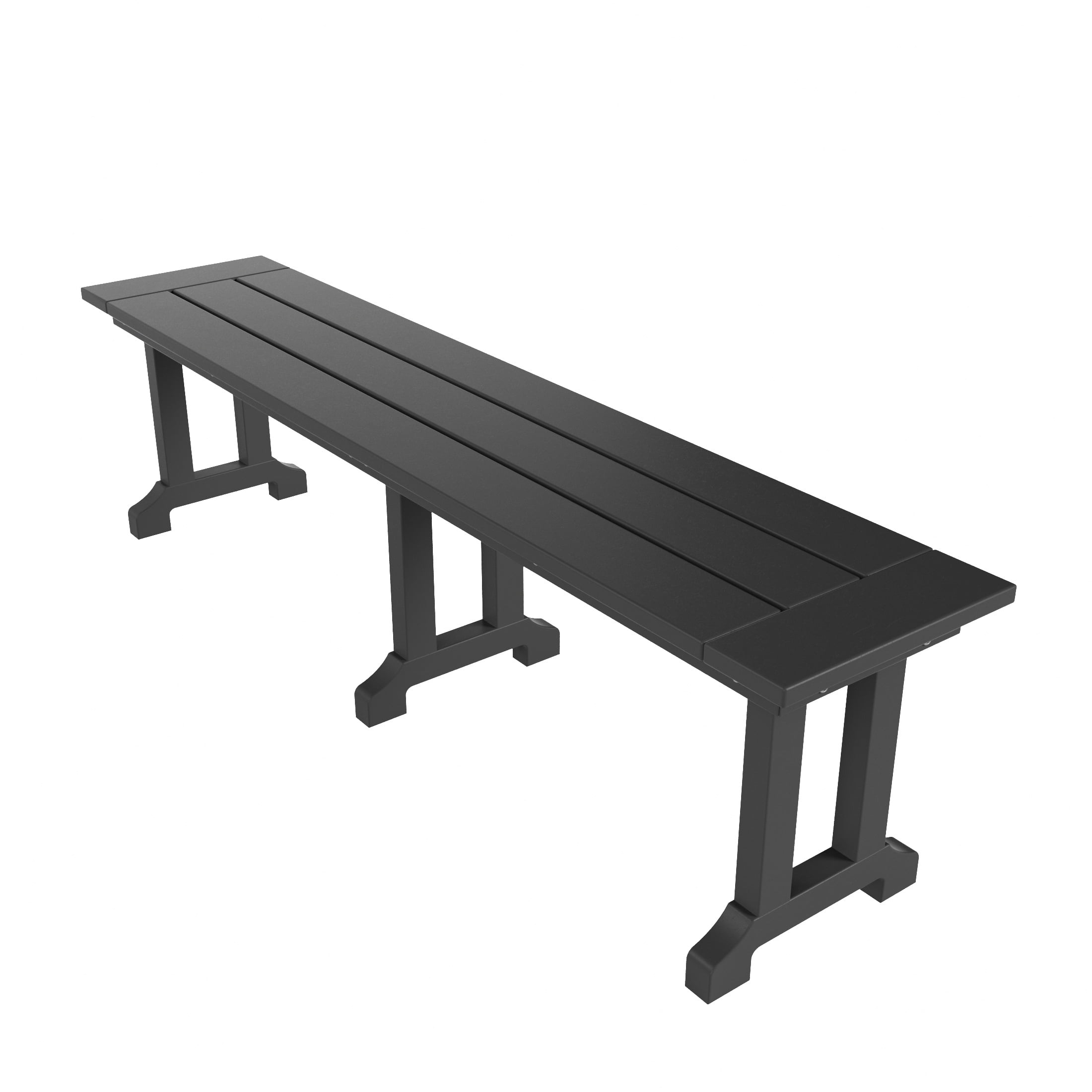 WestinTrends Malibu 65" Outdoor Dining Bench, All Weather Resistant Poly Lumber Patio Garden Bench Trestle Long Bench for Both Outdoor and Indoor, Gray