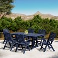 thumbnail image 1 of WestinTrends Malibu 7-Piece HDPE Rectangular Patio Dining Table Set with Foldable Chairs, Navy Blue, 1 of 15