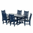 thumbnail image 1 of WestinTrends Malibu 7 Piece Outdoor Dining Set, All Weather Poly Lumber Patio Table and Chairs Furniture Set, 71" Trestle Dining Table with Umbrella Hole and 6 Arm Chairs, Navy Blue, 1 of 7