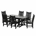 thumbnail image 1 of WestinTrends Malibu 7 Piece Outdoor Dining Set, All Weather Poly Lumber Patio Table and Chairs Furniture Set, 71" Trestle Dining Table with Umbrella Hole and 6 Arm Chairs, Black, 1 of 7