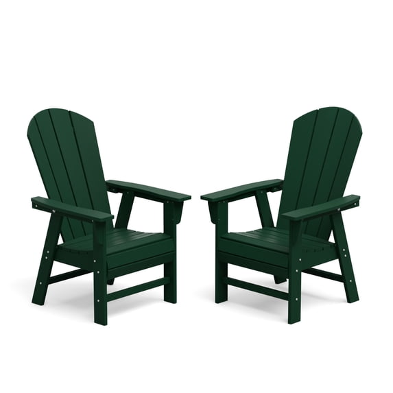 WestinTrends Malibu Adirondack Patio Dining Chairs, All-Weather Poly Lumber, Ergonomic Seat, 330-lb Capacity (Set of Two), Dark Green