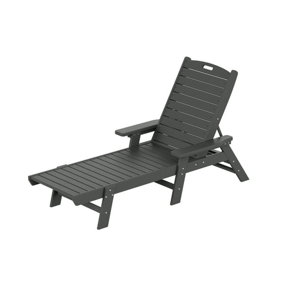 WestinTrends Malibu Chaise Lounge Outdoor, All Weather Poly Lumber Patio Pool Lounge Chairs with 5 Positions Backrest, Gray