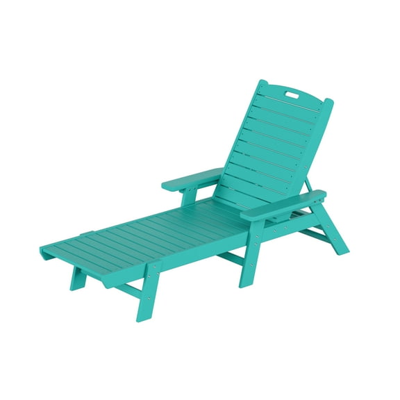 WestinTrends Malibu Chaise Lounge Outdoor, All Weather Poly Lumber Patio Pool Lounge Chairs with 5 Positions Backrest, Turquoise