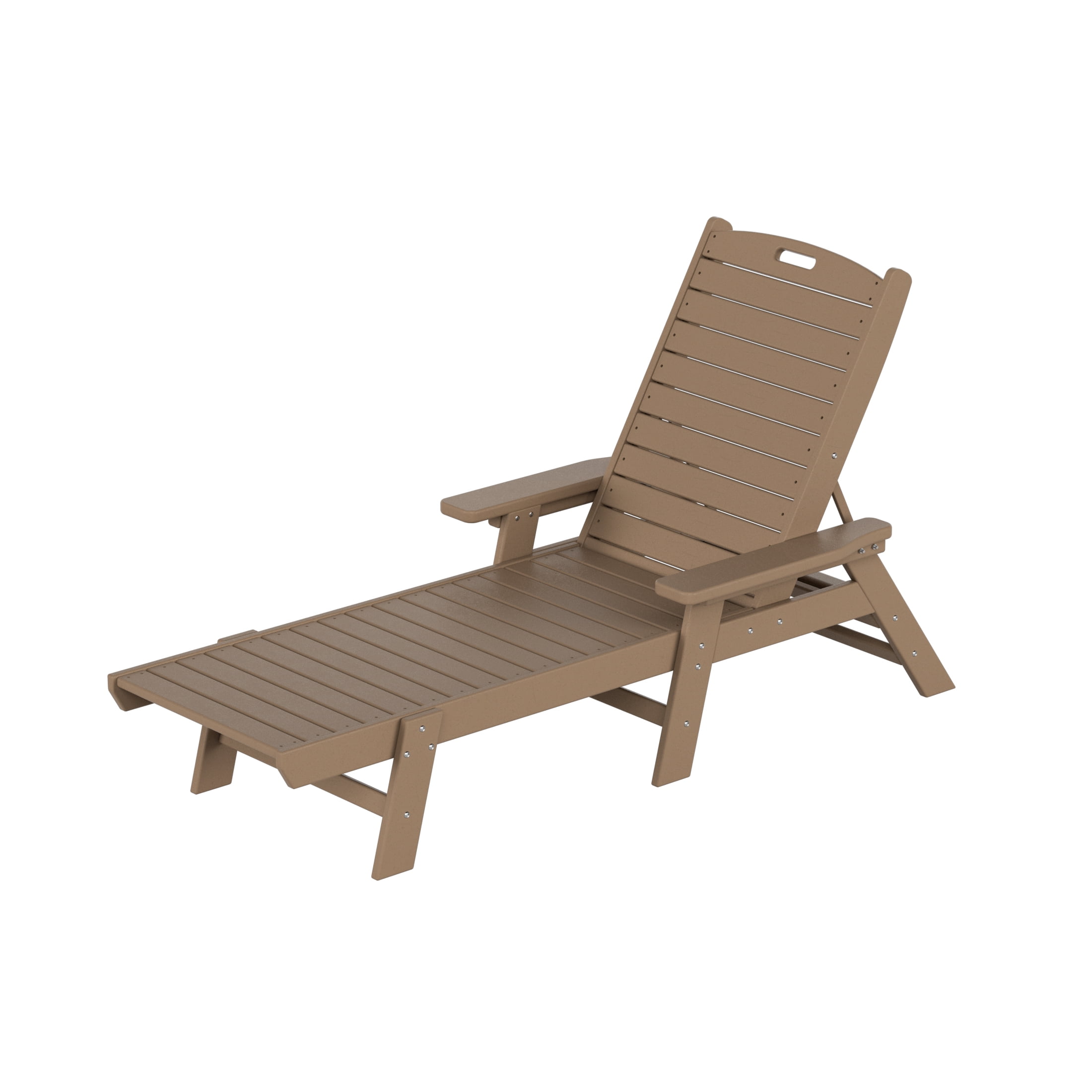 Weathered Wood Adirondack Outdoor Chaise Lounge with Arms
