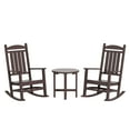 thumbnail image 1 of WestinTrends Malibu Classic 3 Piece Outdoor Rocking Chairs Set, All Weather Poly Lumber Adirondack Rocker Bistro Set Patio Deck Porch Chairs Set of 2 with Side Table, Dark Brown, 1 of 7