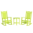 thumbnail image 1 of WestinTrends Malibu Classic 3 Piece Outdoor Rocking Chairs Set, All Weather Poly Lumber Adirondack Rocker Bistro Set Patio Deck Porch Chairs Set of 2 with Side Table, Lime, 1 of 7