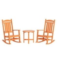 thumbnail image 1 of WestinTrends Malibu Classic 3 Piece Outdoor Rocking Chairs Set, All Weather Poly Lumber Adirondack Rocker Bistro Set Patio Deck Porch Chairs Set of 2 with Side Table, Orange, 1 of 7