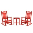 thumbnail image 1 of WestinTrends Malibu Classic 3 Piece Outdoor Rocking Chairs Set, All Weather Poly Lumber Adirondack Rocker Bistro Set Patio Deck Porch Chairs Set of 2 with Side Table, Red, 1 of 7