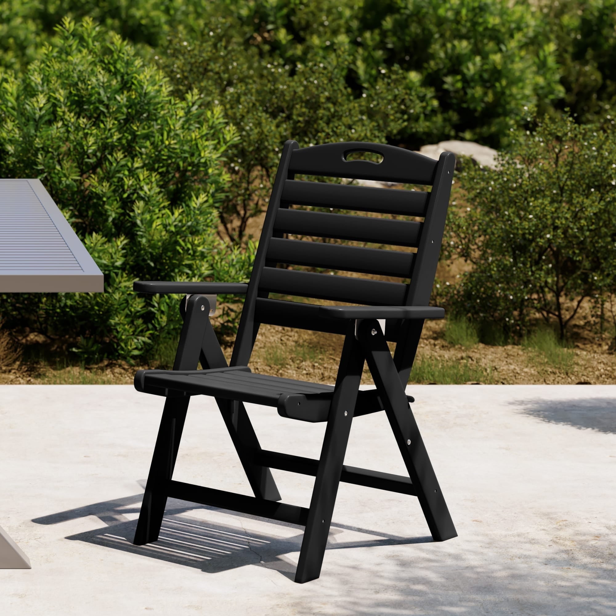 WestinTrends Malibu HDPE Adjustable Highback Folding Patio Dining Chair, Black