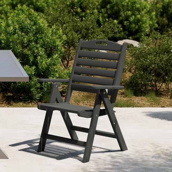 WestinTrends Malibu HDPE Adjustable Highback Folding Patio Dining Chair, Gray