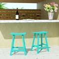 thumbnail image 1 of WestinTrends Malibu HDPE Outdoor Patio 24" Bar Stool Saddle Seat (Set of 2), Turquoise, 1 of 13