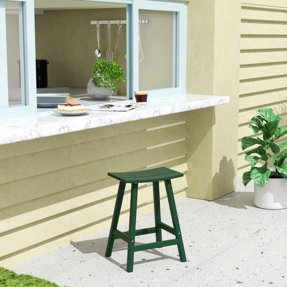 WestinTrends Malibu HDPE Outdoor Patio 24" Counter Stool Saddle Seat, Dark Green