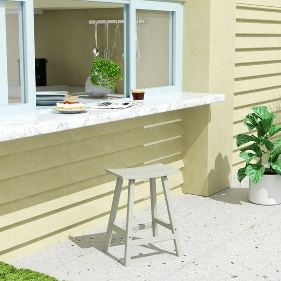 WestinTrends Malibu HDPE Outdoor Patio 24" Counter Stool Saddle Seat, Sand